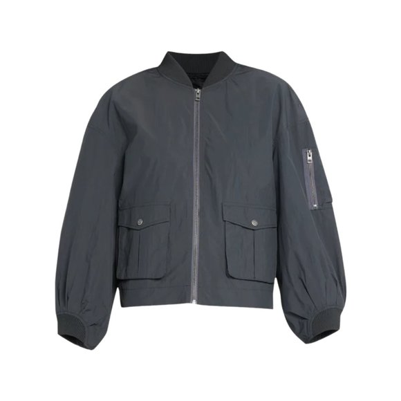 KsubiElemental Cropped Bomber Jacket in Charcoal Black